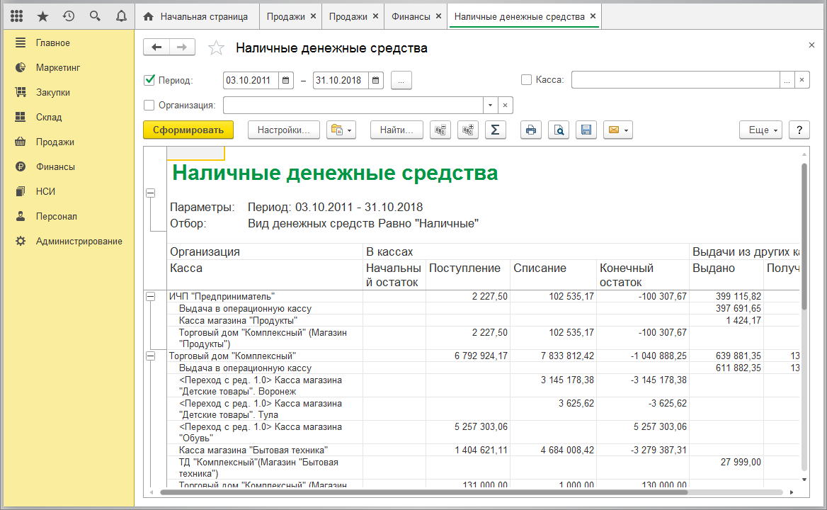Контролируйте поступления и списания наличных денежных средств в одном месте.